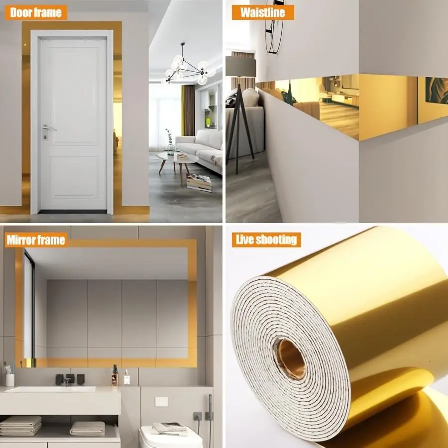 Self-Adhesive Baseboard Trim, Removable Wall Border Sticker, DIY Home Decor, Suitable for Wall and Cabinet Decoration