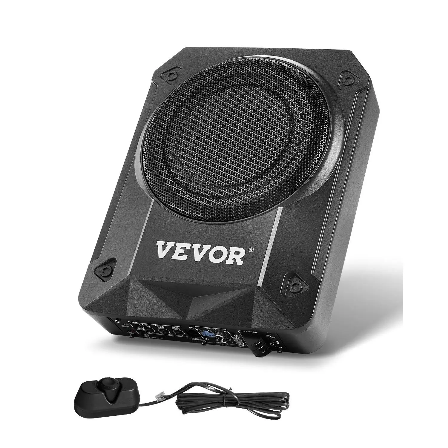 VEVOR 8" 800W Underseat Car Subwoofer, Slim Powered Car Subwoofers Under the Seat, Low Profile Audio Sub Built-in Amplifier, High/Low Level Input Volume Controller for SUVs, Car, Truck, RV