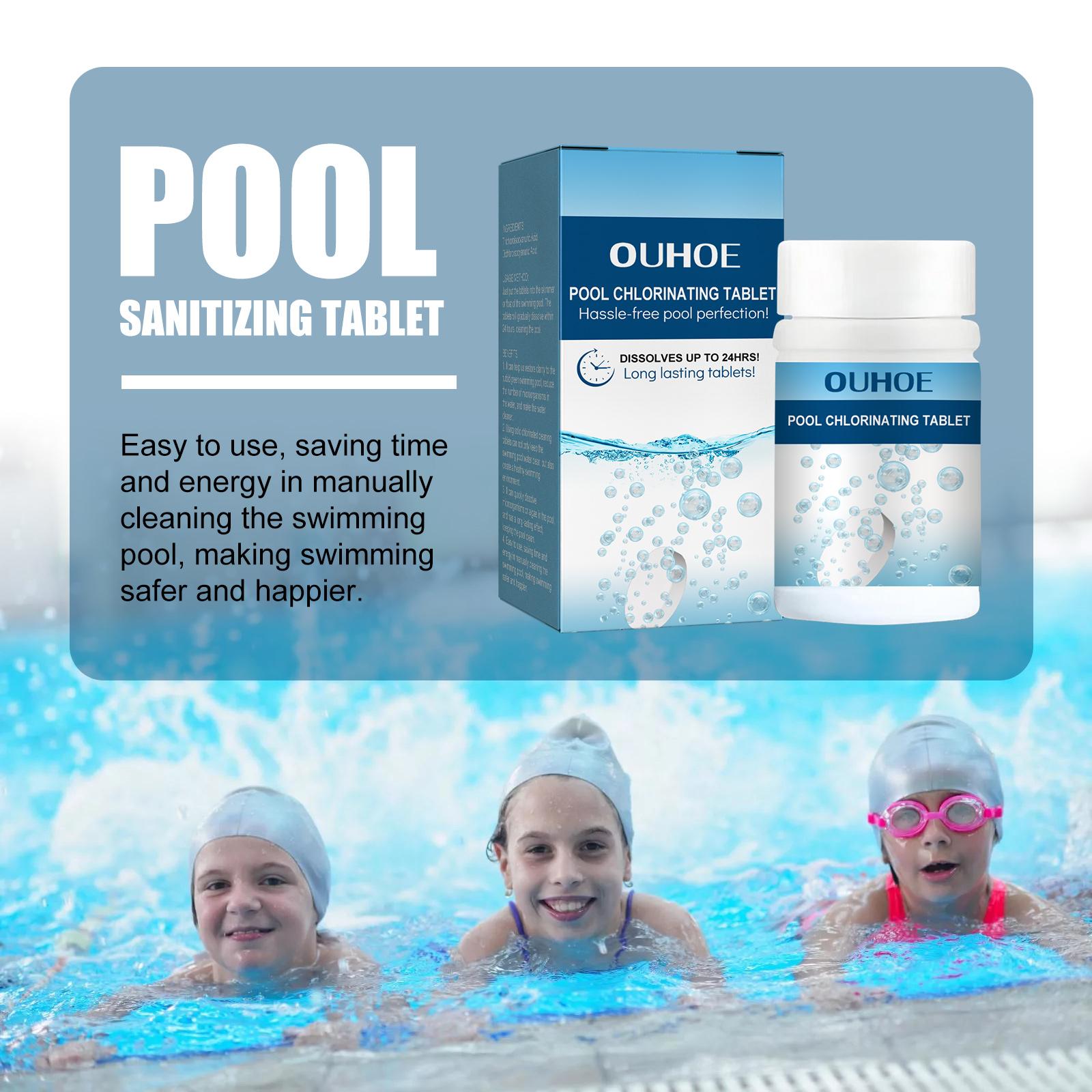 Pool Chlorine Tablets, Quick-Dissolving Multi-Function Effervescent Tablets for Water Quality Cleaning and Odor Removal