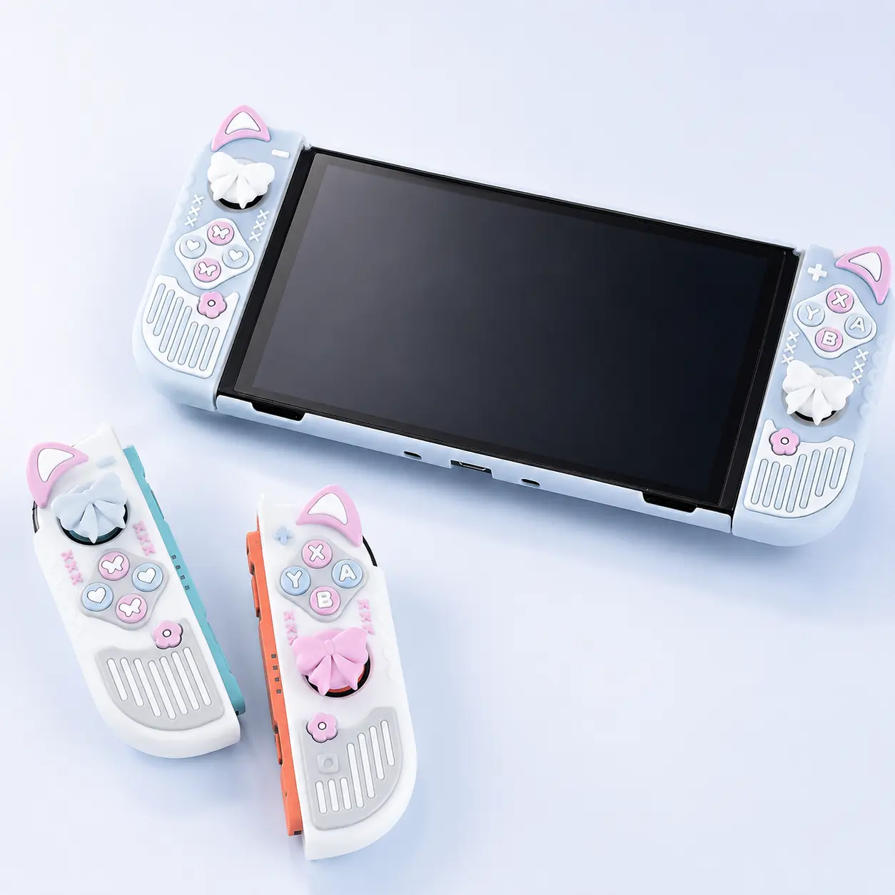 Cute Cat Ear Protective Cover for Nintendo Switch Joy-Con, Unisex Console Accessories with Cute Design for Remote Controller