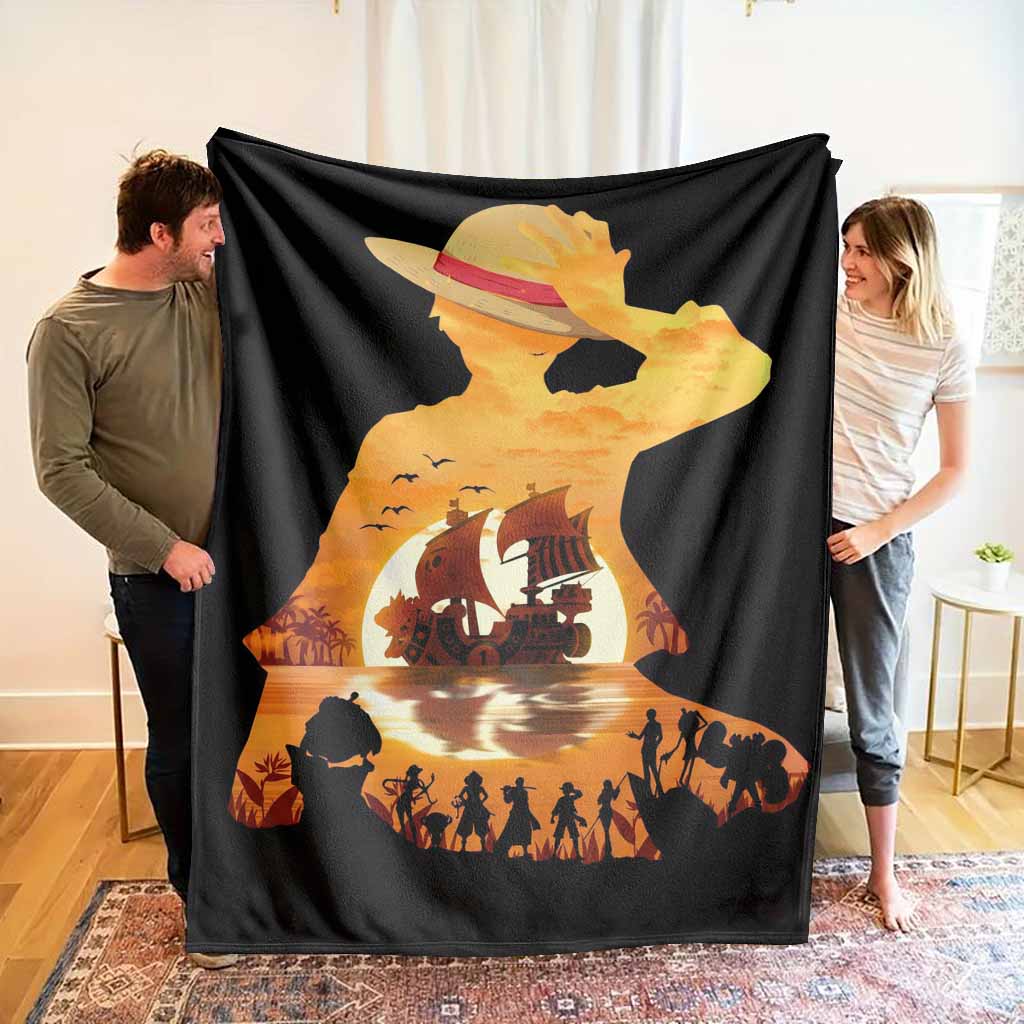 1-Piece Classic Tropical Pirates Sunset Silhouettes Flannel Blanket - Wrinkle-Resistant, Stain-Resistant, Soft, Lightweight, Versatile for Family Sofa, Travel, Ideal Home Decor Gift