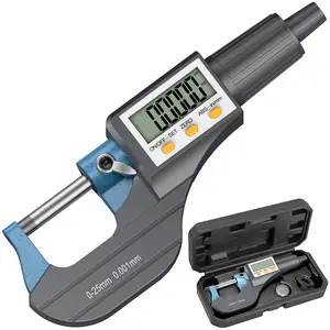 Digital micrometer, external diameter micrometer precision measuring tool, 0-1"/0-25 millimeters, imperial/metric 0.00005"/0.001 millimeters, mechanic's thickness measuring tool, large screen LCD display
