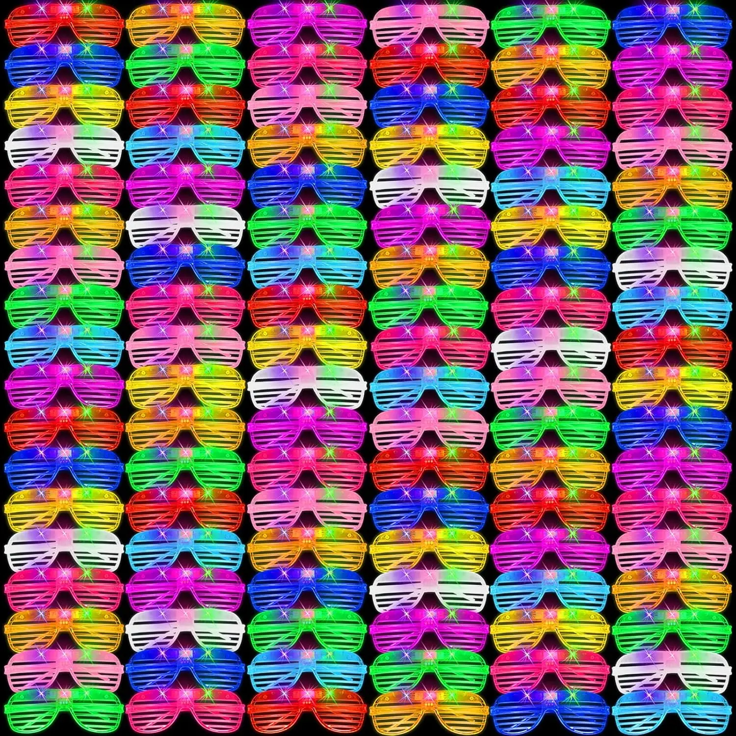 80 Pack Light Up Glasses, LED Glasses 10 Neon Color Led Glasses, Shutter Shades Glow Stick Sunglasses, Neon Party Supplies for Kids Adults Birthday Wedding New Year Glow Toys Cosplay Christmasfidget toys