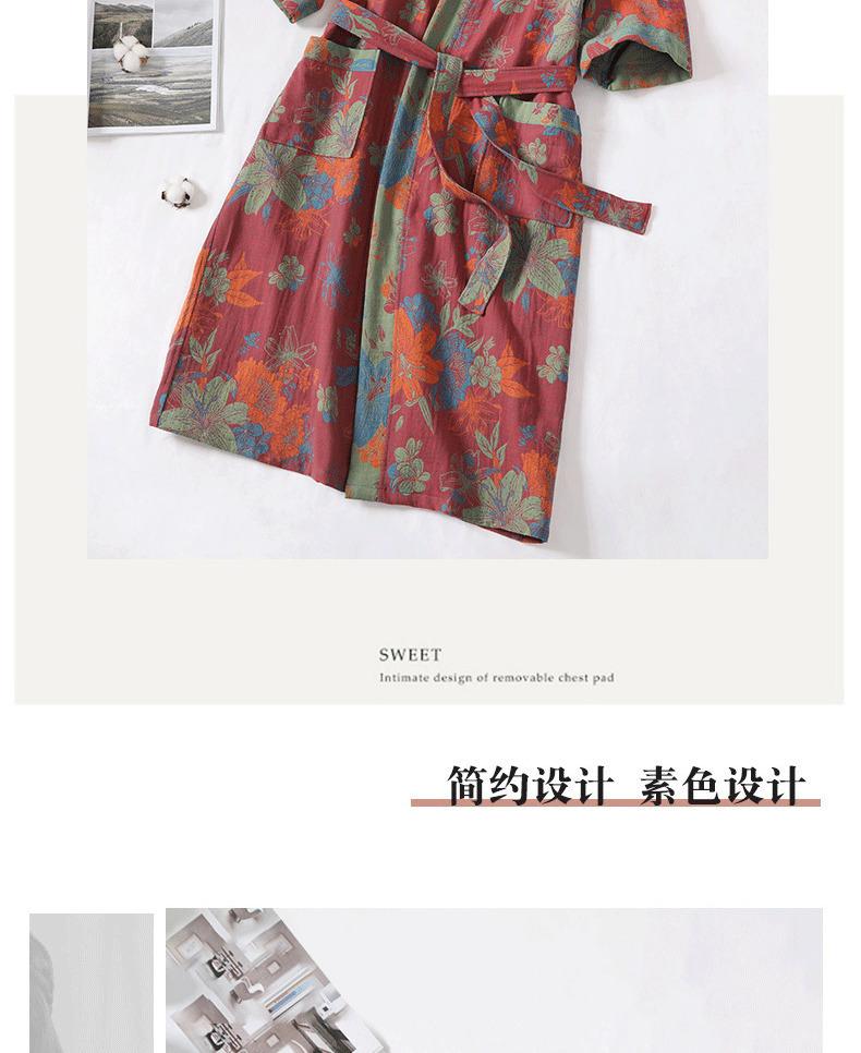 Pure cotton double-layer gauze bathrobe, Class A, spring/summer thin pajamas, home wear, couple's bathrobe, absorbent and quick-drying bathrobe