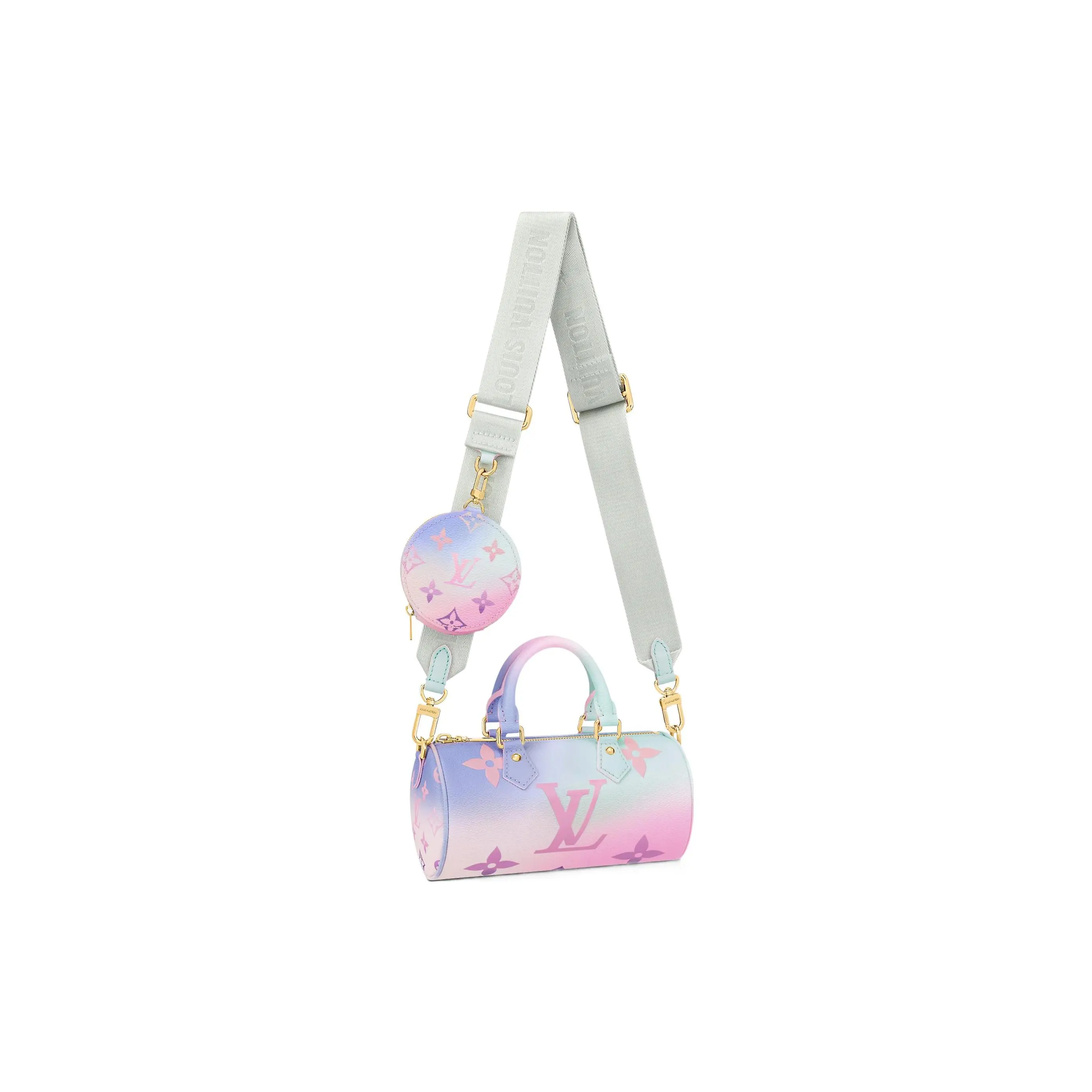 Women's Louis Vuitton Papillon City Spring Collection Canvas Tote Bag - Gradient Tie-Dye Blue and Pink Mixed-Color Pastel Handbag, Mixed-Color Women's Handbags, Pastel Women's Handbags