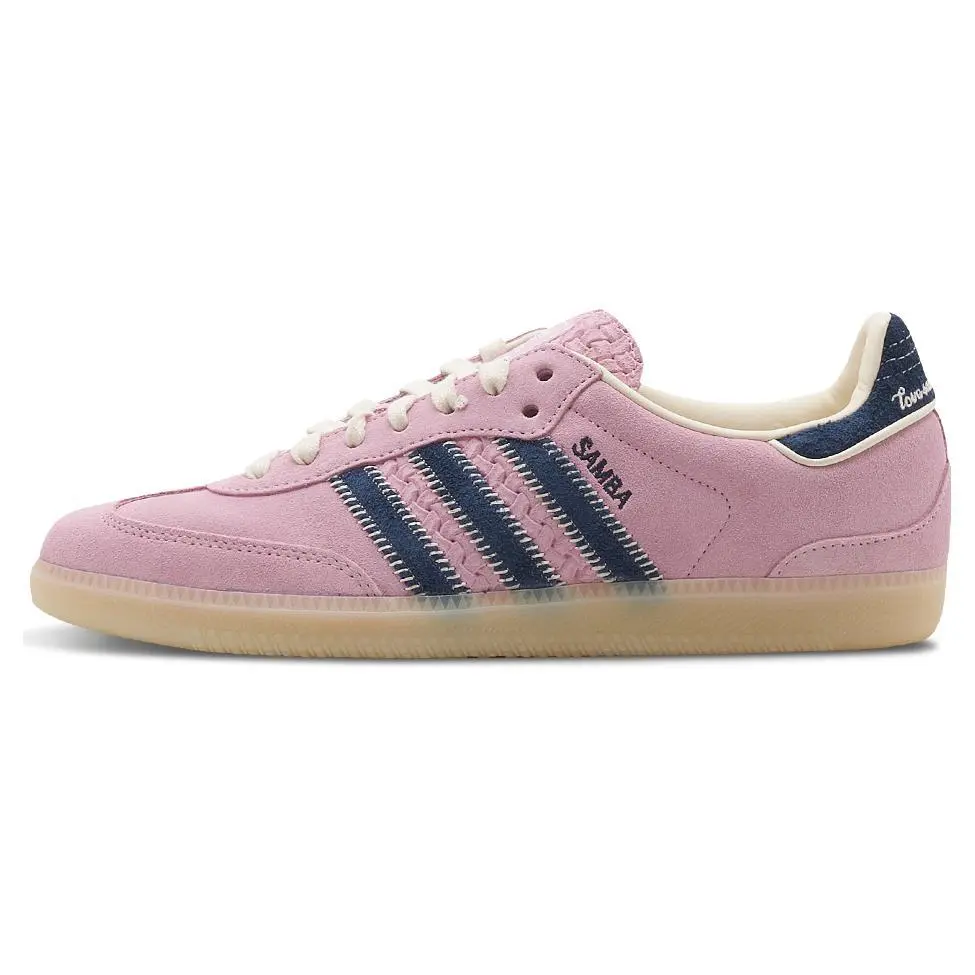 Adidas Originals Samba Comfortable and Durable Low-Top Casual Sneakers for Men and Women in Pink and Blue Verifiable, with credentials and supporting global authentication