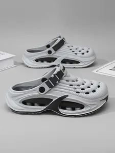 Men's Mecha-Style Thick-Soled Two-Way Clogs, Adjustable Breathable Non-Slip Closed-Toe Slides, Summer Soft-Soled Beach Shoes for Indoor & Outdoor Wear, Non Slip Slippers, Footwear