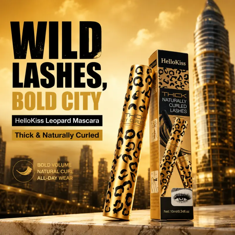 Hellokiss Leopard Print Tubing Mascara, Waterproof & Smudge-Proof Volumizing Formula, 24Hr Long-Lasting Curling & Lengthening, Clump-Free Natural Look, Animal Print Makeup Essential