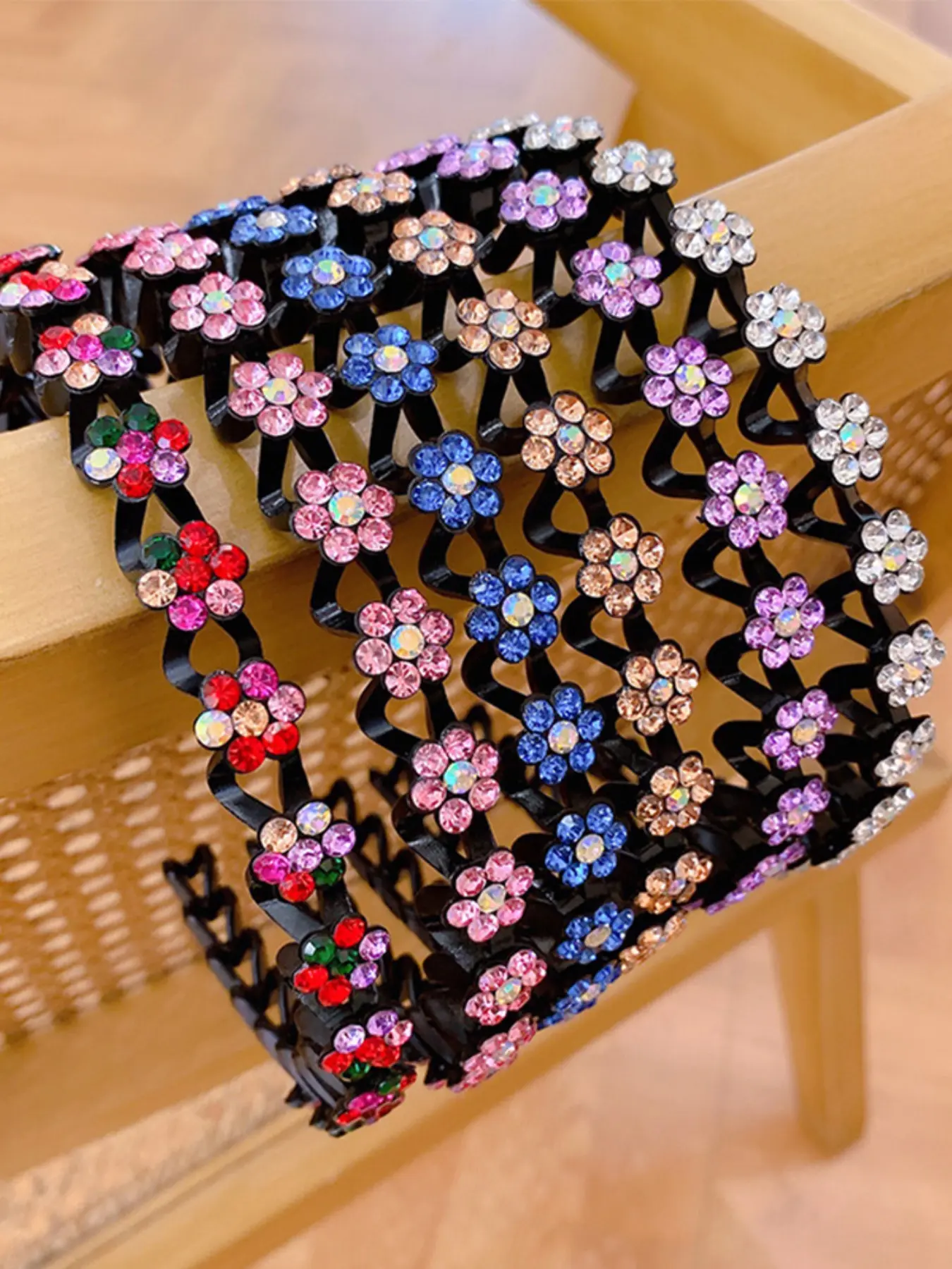 Fashion Hair Accessories Flower Rhinestone Pearl Non-Slip Hairbands Elastic Headband Women Hair Hoop Bands Bezel Girls Headdress