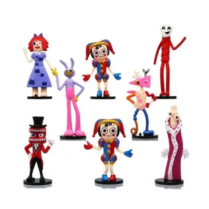 8-Pack Digital Circus Cartoon PVC Figurine Set, Cute Collectible Jester Clown Rabbit Monster Dolls with Bases, Decor Figures for Cake Toppers, Desk Decor Gifts, Figurine Collectibles