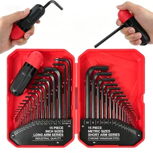 Complete Hex Key Set 35-Piece Metric and SAE Allen Wrench Kit, MM(0.7mm-10mm) SAE(0.028"-3/8), Chrome Vanadium Steel, Reusable for Home and Auto Repair, Secure Fit Tool Kit