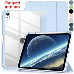 Case for iPad 11 Inch (11th Generation, 2025 A16) and 10.9 Inch (10th Generation, 2022) with Pencil Holder, Tablet Covers, Clear Back Shell Slim Stand Shockproof Magnetic Tablet Protective Cover Pouch Accessories, Auto Wake/Sleep