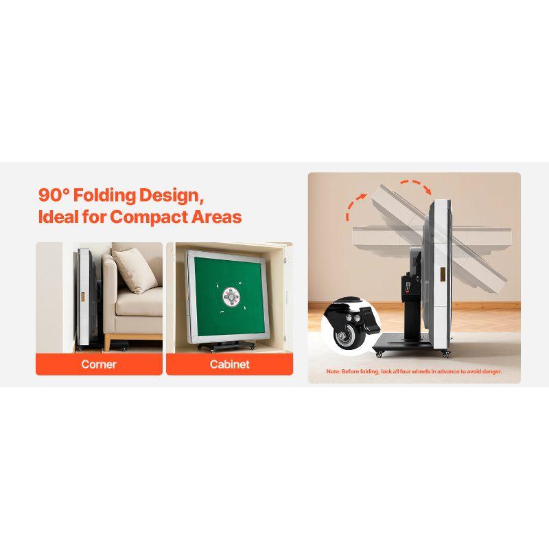 VEVOR Automatic Mahjong Table with Wheels, 2 Sets of 42 mm Tiles (152 Pcs), Roller Coaster Style Mahjong-Table, Foldable and Automatic Shuffler, for Home, Outdoor Leisure Gifts for Mahjong Players