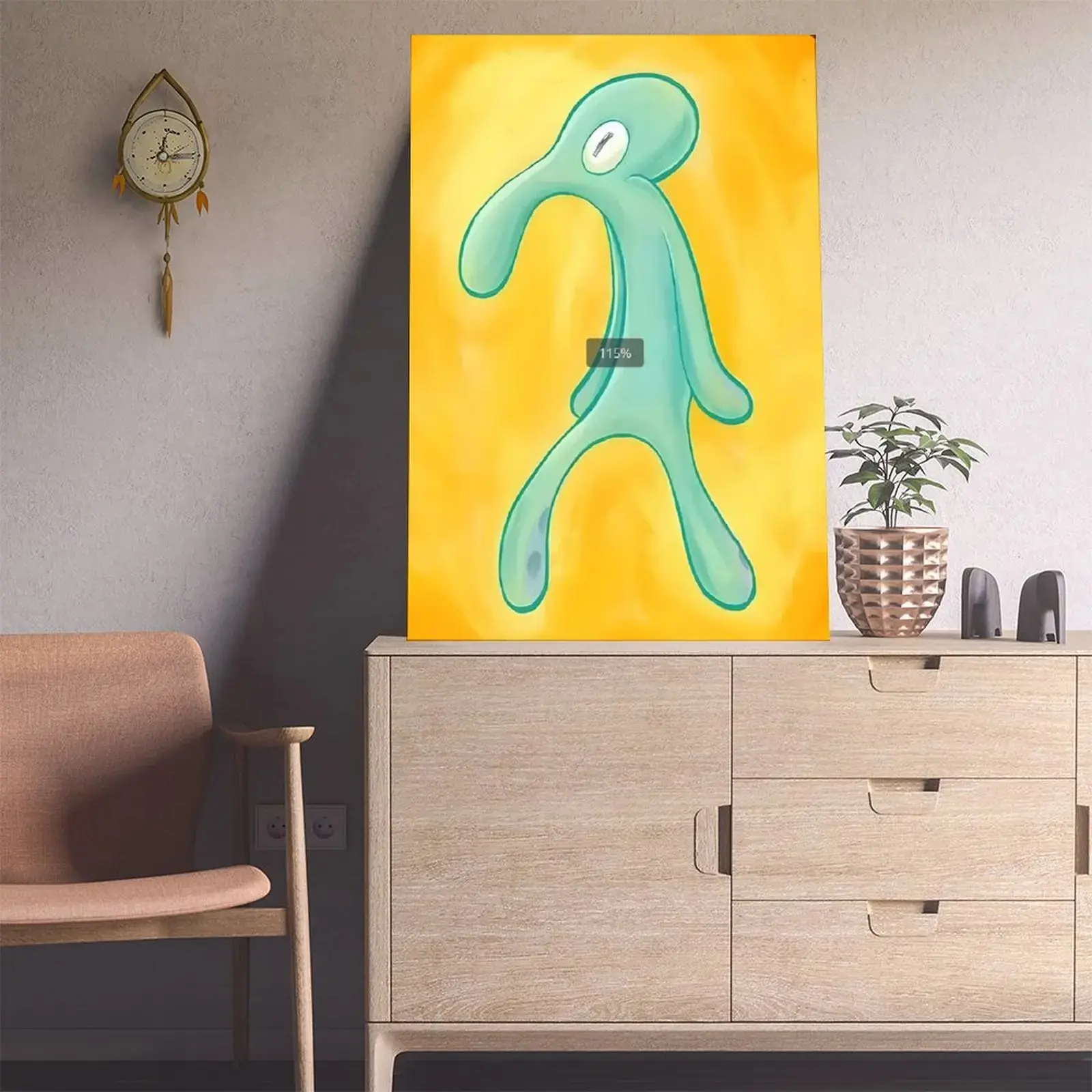 Bold And Brash Squidward Canvas Modern Poster Art Yellow Canvas Art Home Decor Wall Art Eco-Friendly Fade-Resistant Waterproof UV-Protected Vibrant Colors - Decoration