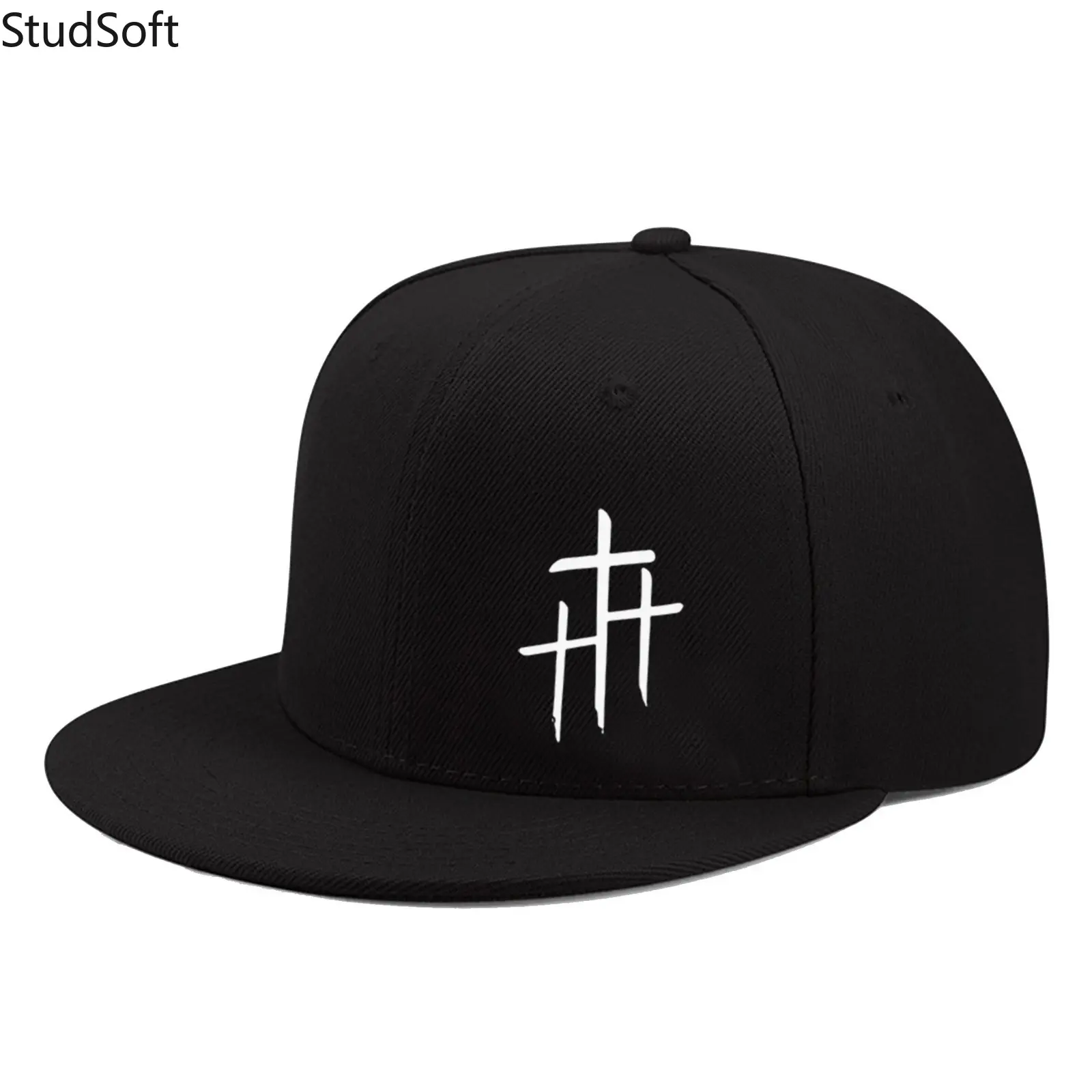 Three Crosses Baseball Cap Black Snapback Hat Christian Faith Gift Minimalist Graphic Flat Brim Hip Hop Streetwear Sun Visor Trucker Hat for Men Women