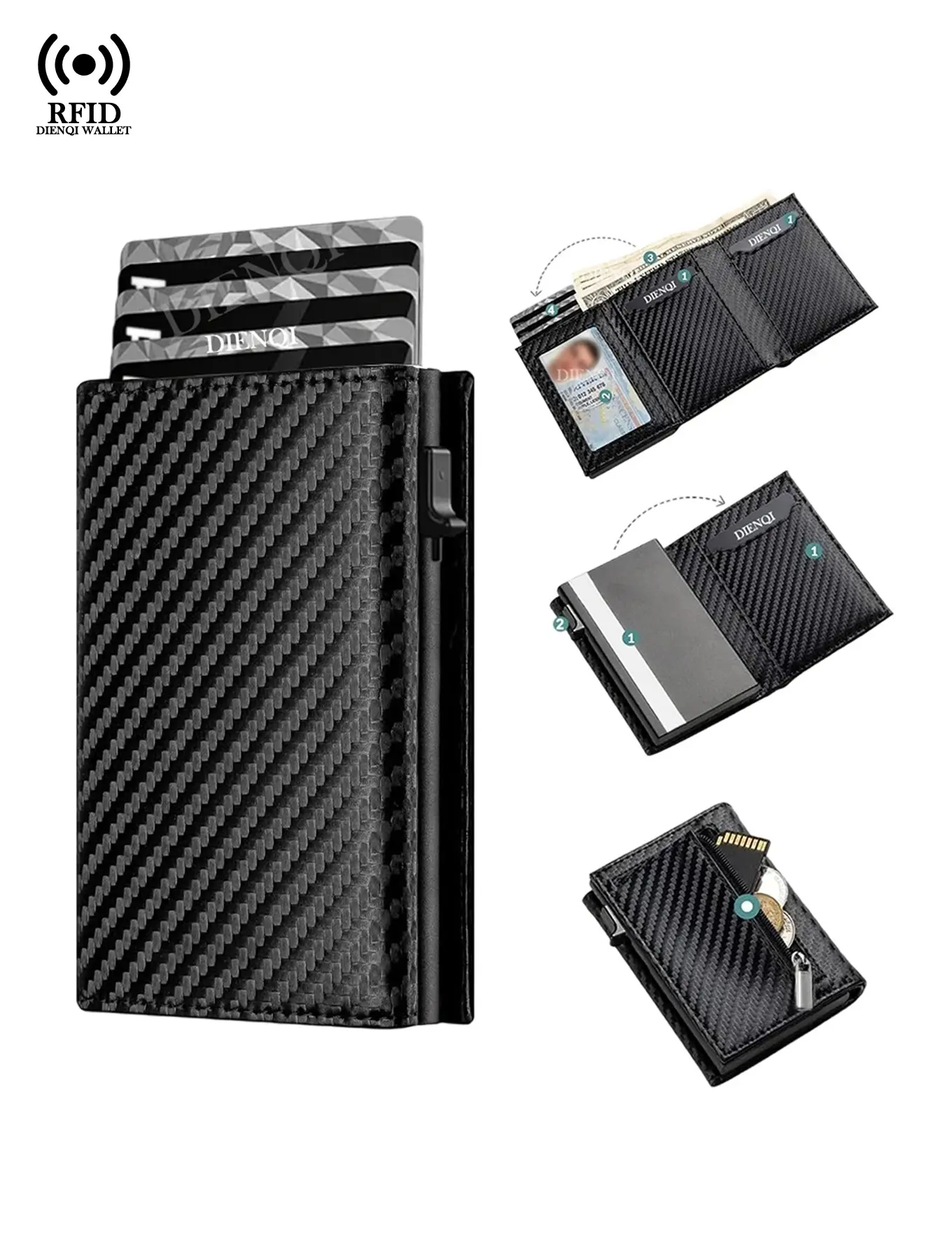 Men's Wallet Anti Rfid Theft Proof Bank Credit Card Holder Business Card Holder Slim Card Storage Wallet,Aluminium Metal Pop Up Card Case,Coin Purses, Coin Wallet,Rfid Blocking Wallet for Men,Gift for Husband,Casual,Portable