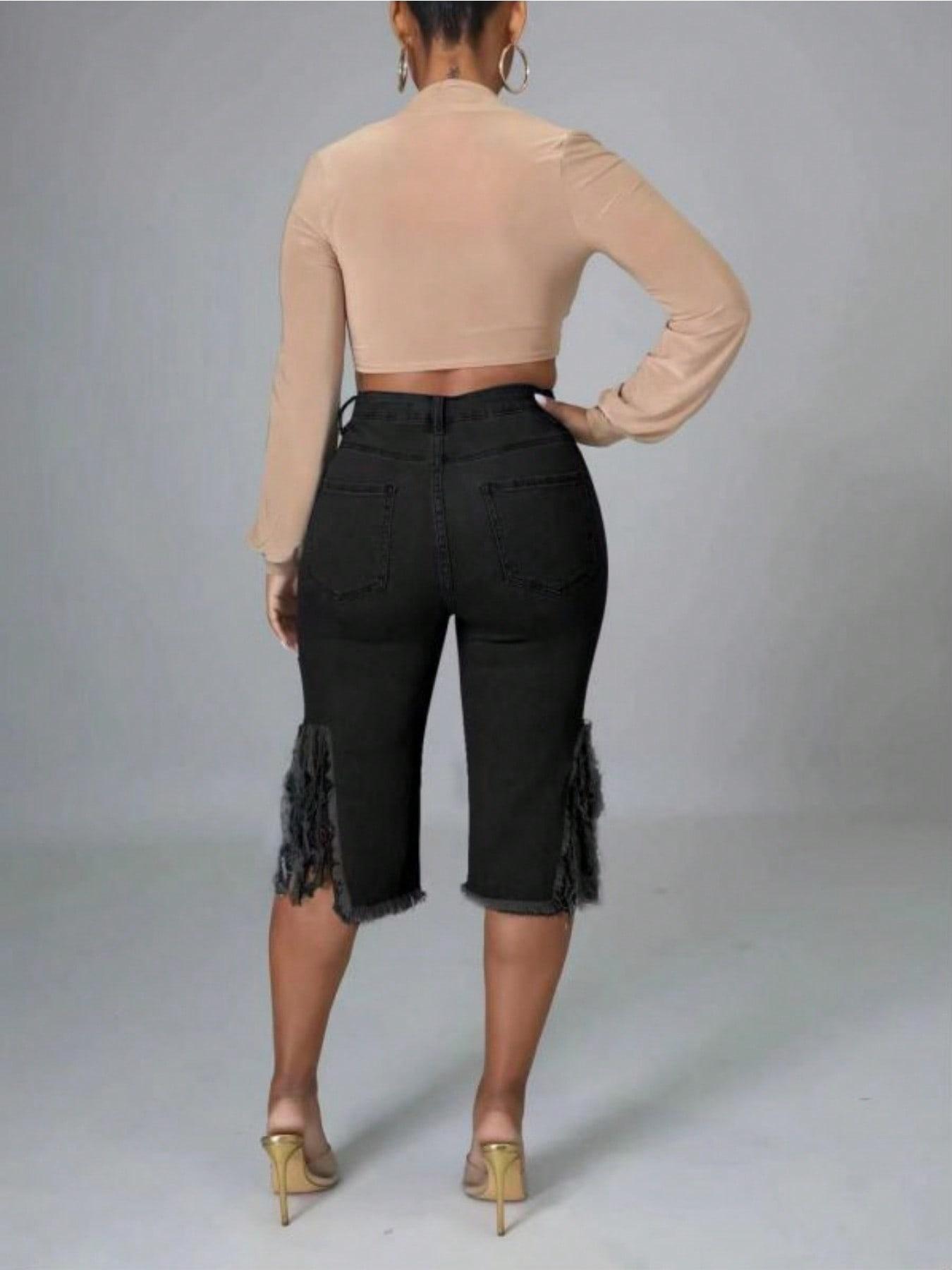 Ripped Fringe Denim Capris + Tie-Front Crop Top Set | Y2K Street Style Summer Outfit for Women | High Waist Distressed Jeans with Frayed Hem | Trendy Casual Going Out Look 2026 Ripped Fringe Denim Capris + Tie-Front Crop Top Set | Y2K Street Style Summer Outfit for Women | High Waist Distressed Jeans with Frayed Hem | Trendy Casual Going Out Look 2026