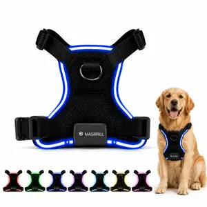 LED Dog Harness for Night Walking – USB Rechargeable, Ultra Bright Reflective No Pull Dog Vest, Waterproof Adjustable Harness for Small Medium Large Dogs