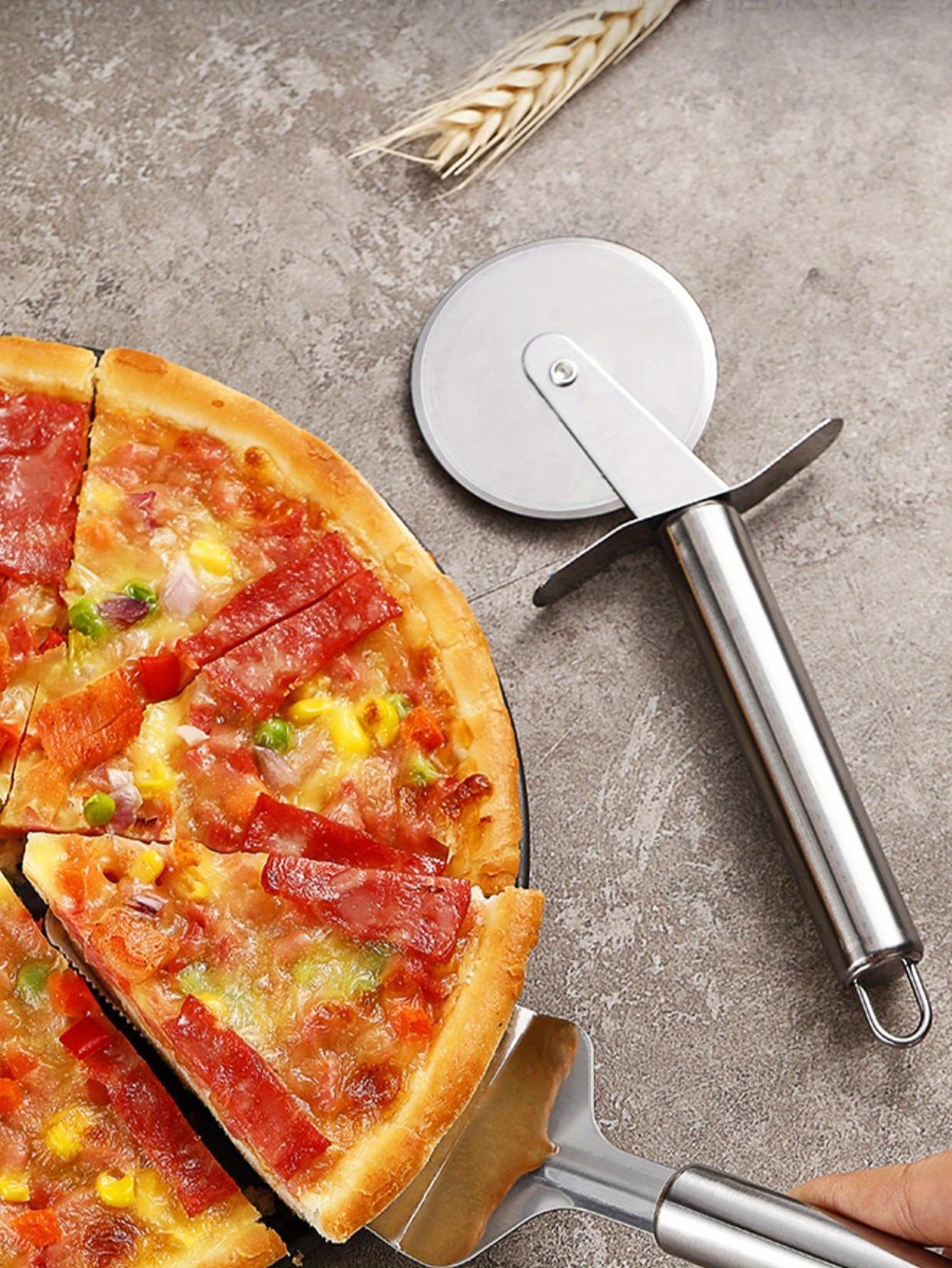 [Stainless Steel Pizza Cutter] Heavy-Duty Stainless Steel Pizza Cutter - Professional Pizza Cutting Wheel with Sharp Blade, Suitable for Home and Commercial Kitchens - for Dough Rolling, Pizza Making, and Baking - Easy-to-Clean Restaurant Pizza Tool with