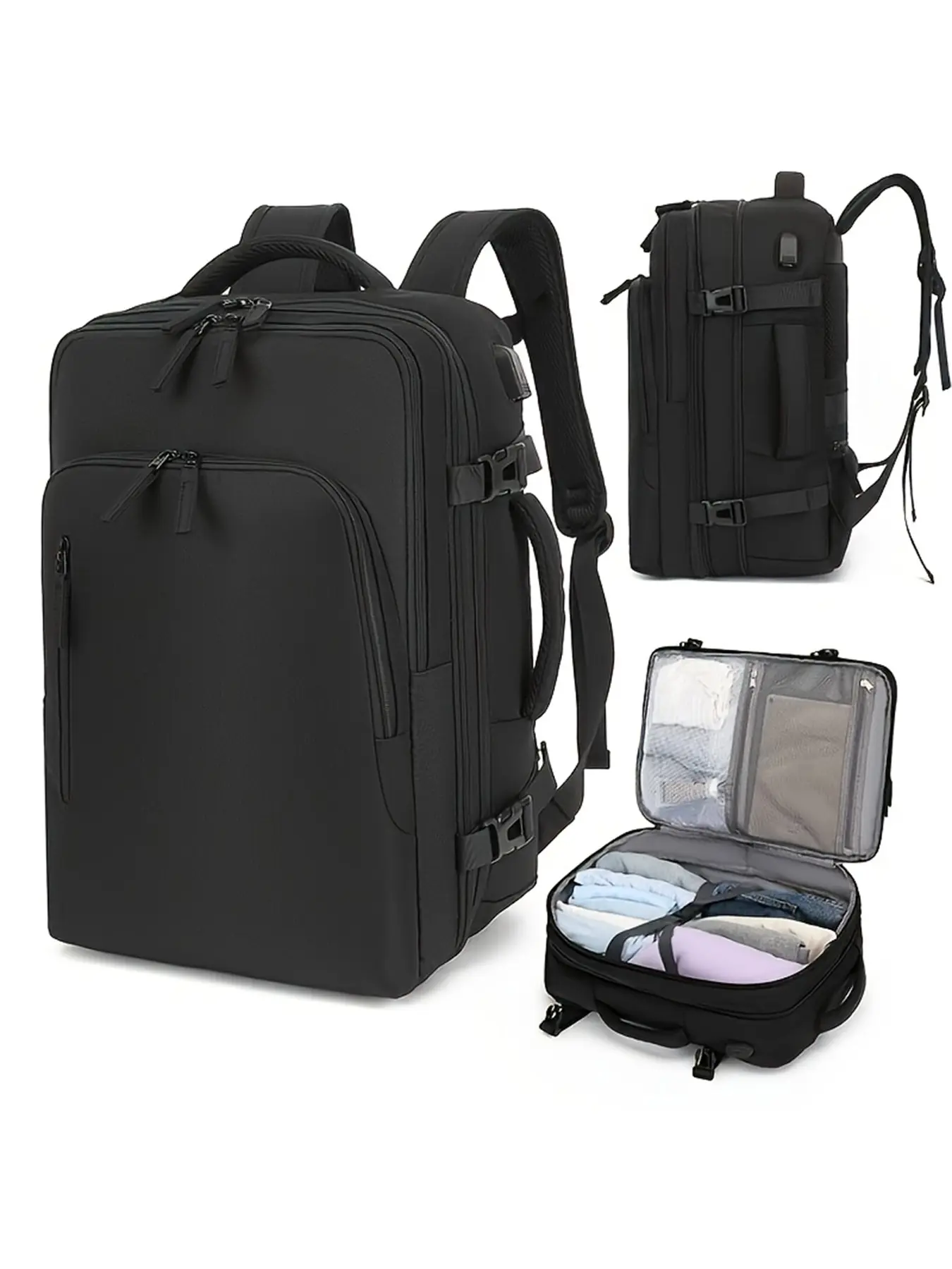 Expandable Travel Backpack with Multiple Compartments, Dry Wet Separation Bag, Laptop Compartment, Commute, Business Trip, Weekend Flight Approved