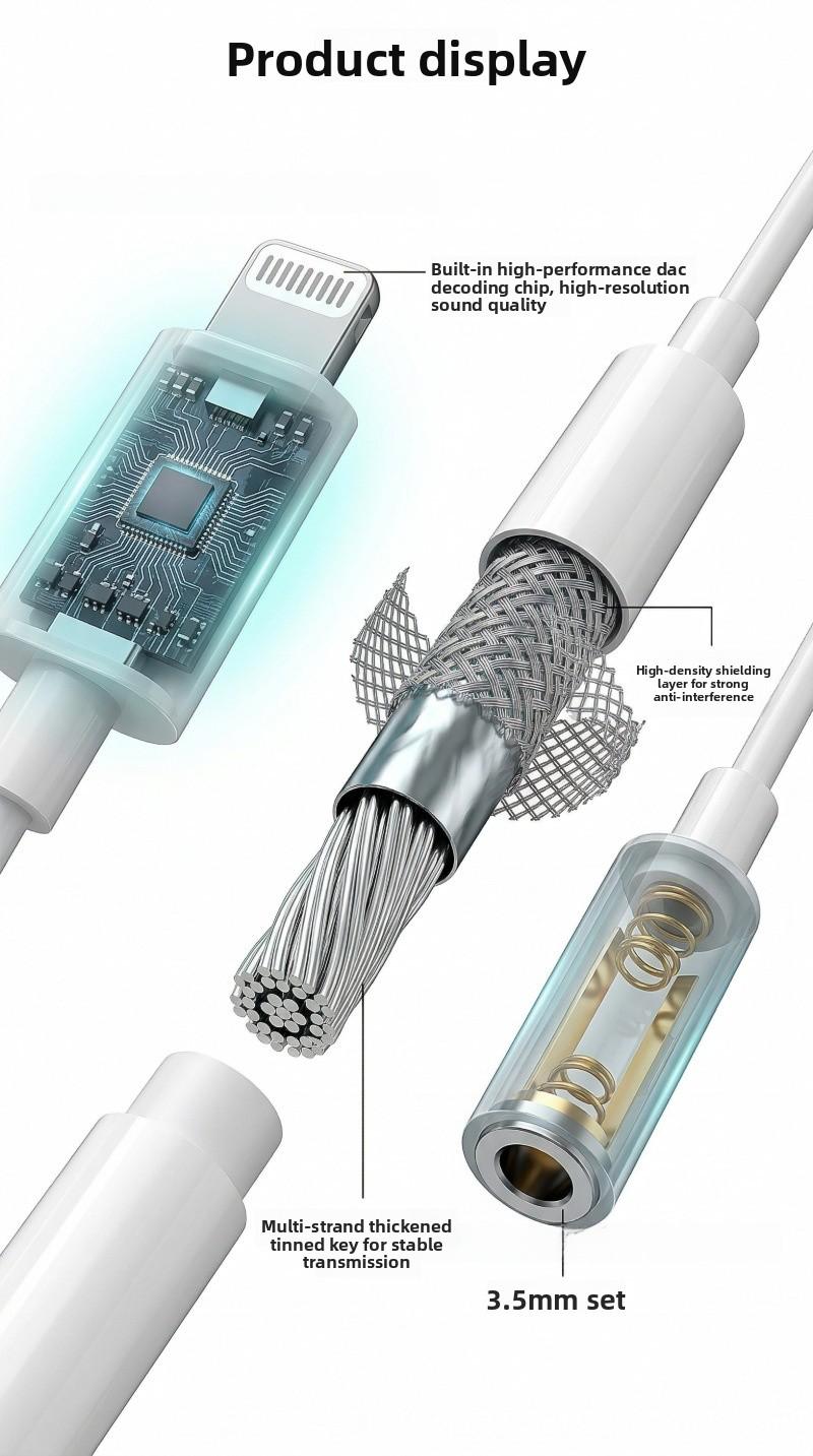 3.5mm headphone adapter, audio auxiliary adapter, compatible with iPhone 14 13 12 11 Pro XR XS Max