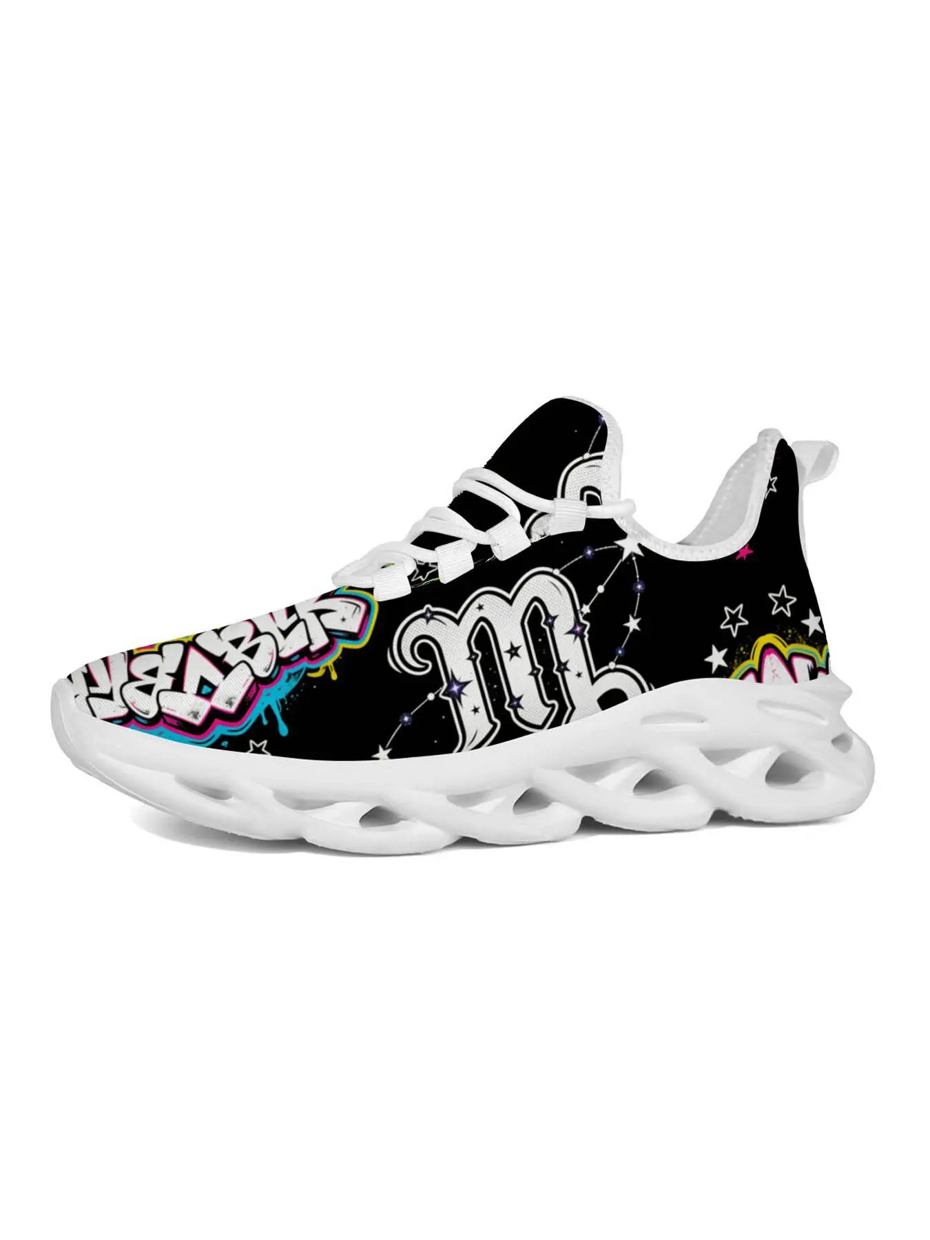 Girls' Scorpio Style Running Shoes, Artistic Colorful Design, Unique Zodiac Print, Shock Absorbing Midsole, Fashionable and Versatile, Casual Training Shoes
