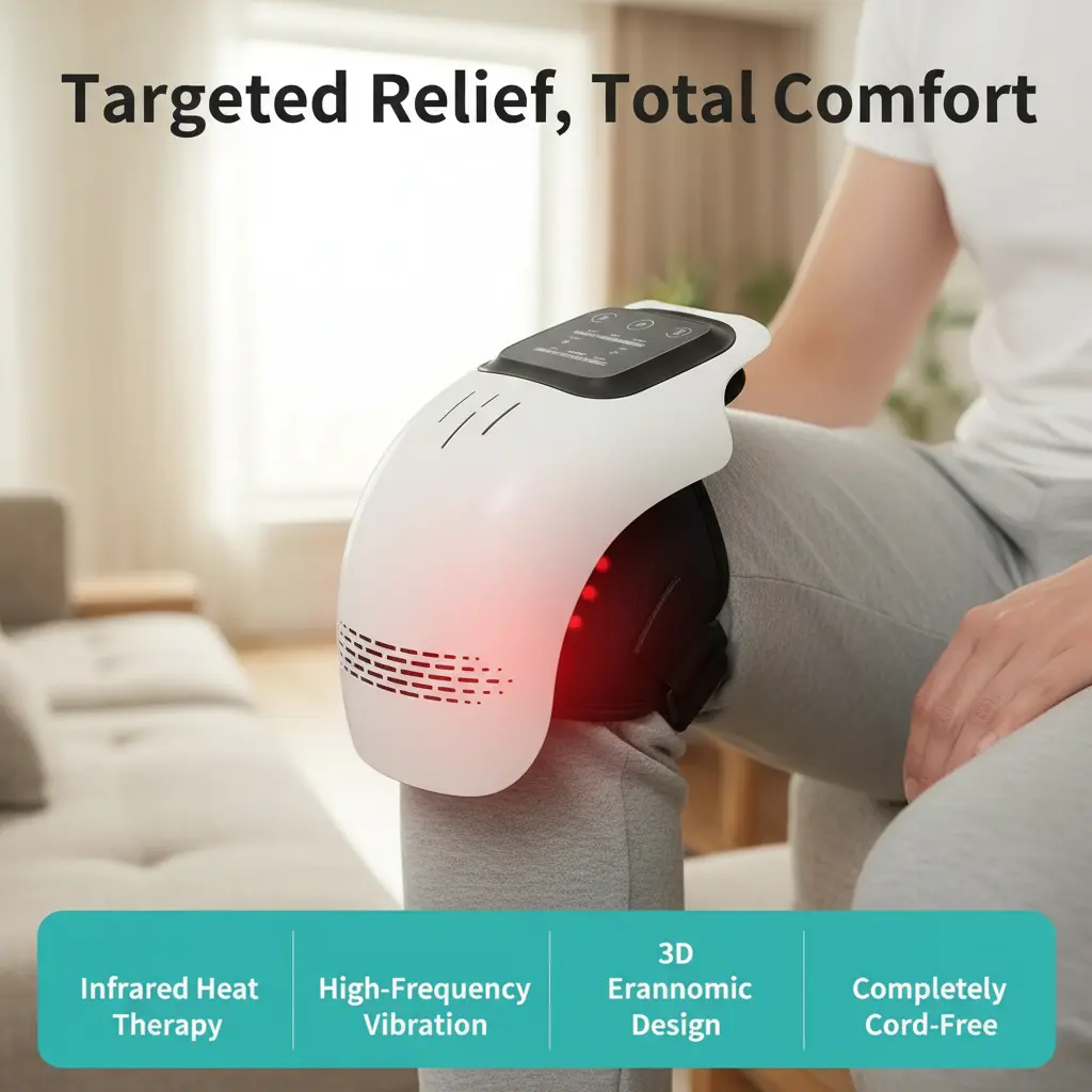 Neidga Rechargeable Knee Massager, Heat Therapy Plastic Body Portable Device, Single Unit for Knee Joint Soreness Muscle Relief, Ideal Christmas & Black Friday Gift