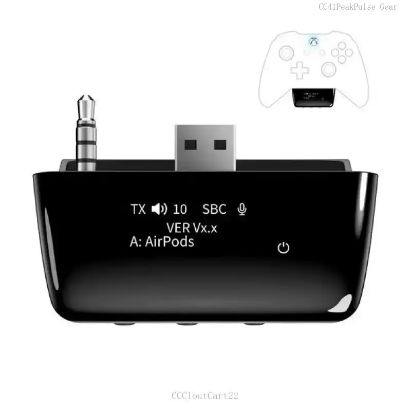 Bluetooth 5.2 Wireless Audio Adapter for Xbox One, Xbox Series X |     S and Elite 2 Controller, Xbox Mic Adapter with Screen Supports Low LatencyCCCloutCart22CC41PeakPulse Gear