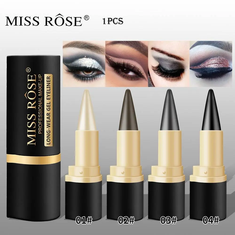 Long Wear Gel Eyeliner Stick 4 Colors Waterproof Smudge Proof Smudge Resistant Eyeliner Kajal Eyeliner Pencil Matte Shimmer Multi-use Eyeshadow Stick for Beginners 24H Long Lasting Eye Makeup for Smoky Winged Eye Look
