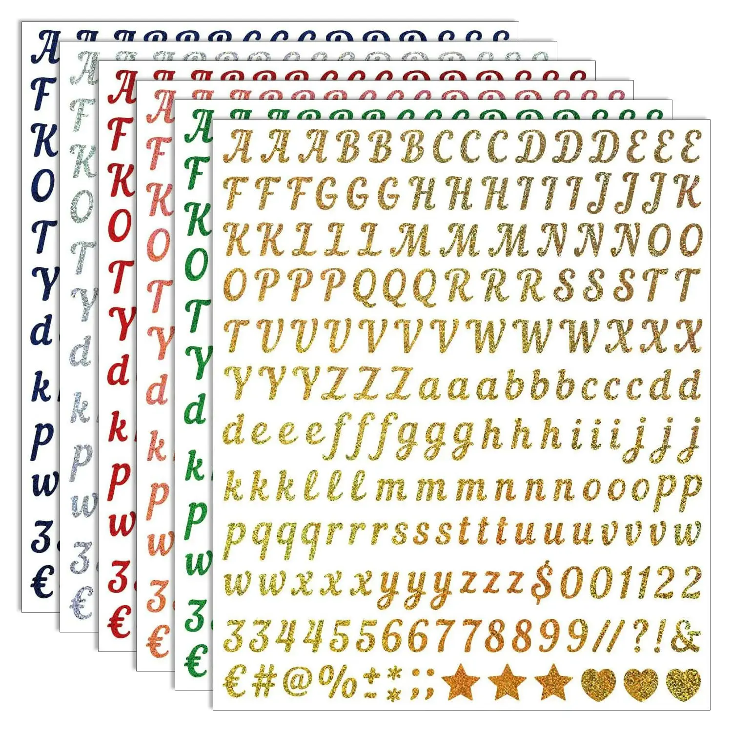 Glowing Letter Stickers, 4-6 Sheets 1080 Pieces, Self-Adhesive Vinyl, Ideal for Graduation Caps, Scrapbooks, Water Bottles, DIY Crafts, Party Decorations