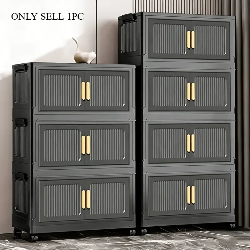 6/5/4/3-story non installation foldable plastic storage cabinet, multi-layer wheeled mobile storage cabinet, household bedroom simple bedside table, living room balcony miscellaneous sorting cabinet, rental house simple storage cabinet