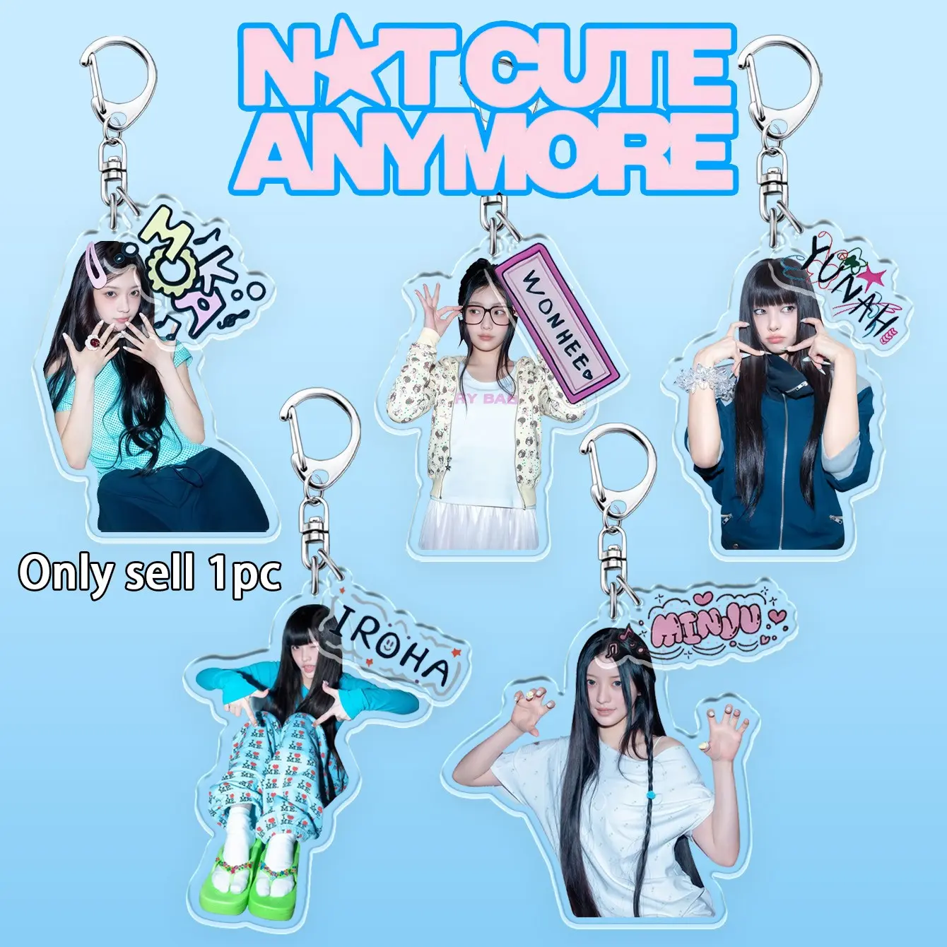 Ill-It Keychain Collection, Wonhee Iroha Yunah Moka Minju, Acrylic Name Tag, Fans Merchandise, Desk Decor, Birthday Gift, Party Favor