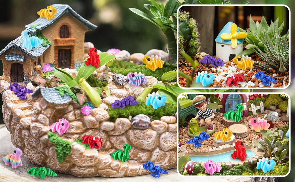 24 Pcs 3D Printed Articulated Dinosaur Animals Set, Flexible Fidget Toys Mini Figurines for Kids Party Favors, Birthday Rewards, Desk Decor & Office Pets
