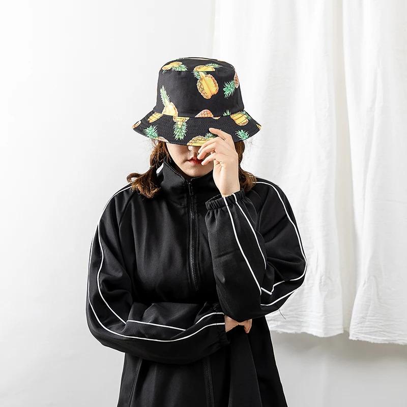 Unisex Bucket Cap Fruit Printing Hats Summer Double-sided Wear Man Women Cap Outdoor Sun Hat Classic Casual Panama Bucket Hat