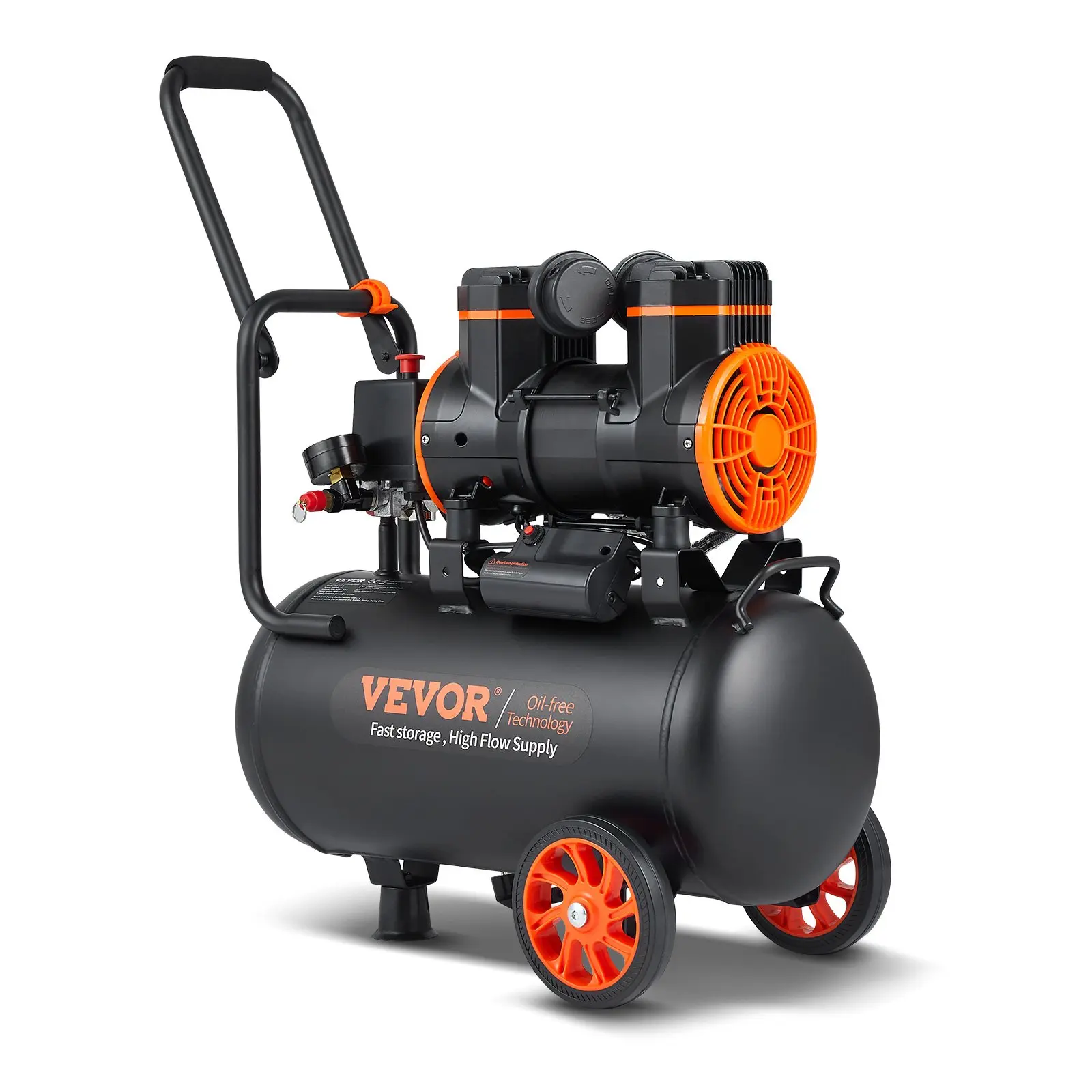 【DealsForYouDays】VEVOR 6.3 Gallon Air Compressor, 2 HP 3.35 CFM90PSI Air Compressors with Max. 116PSI Pressure, Oil Free Compressor Tank for Auto Repair, Tire Inflation, Spray Painting, Woodwork Nailing