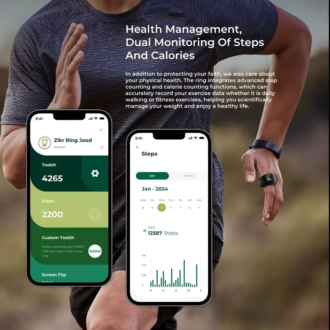Newly Upgraded High-end Counting Ring, Sports Ring, Tasbih, ZIKR, Three Adjustable Sizes, Includes Charging Case, Longer-lasting and Convenient Battery Life, Suitable for All Seasons, Ideal for Prayer Counting, Sports Step Tracking, Etc