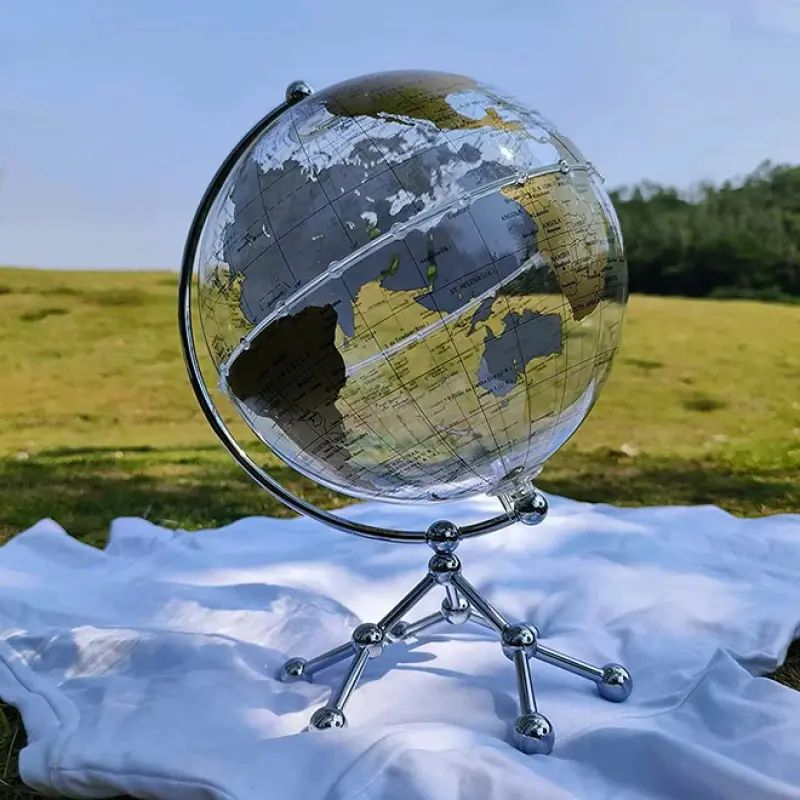 Wholesale 8" World Globe Transparent Globe Illuminated Decorative World Map for Home Office Decor, Contemporary, Acrylic/Metal, Decorating My Apartment
