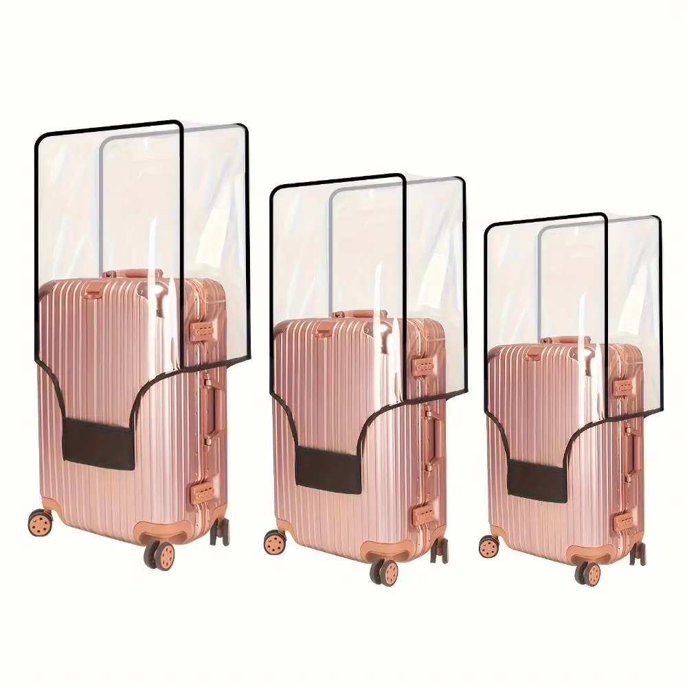 3pcs Transparent PVC Luggage Cover, Scratch-resistant And Durable. Suitable for Dust Protection Of 20/24/28-inch Suitcases. Reinforced Edge Design. Multi-size Compatibility.