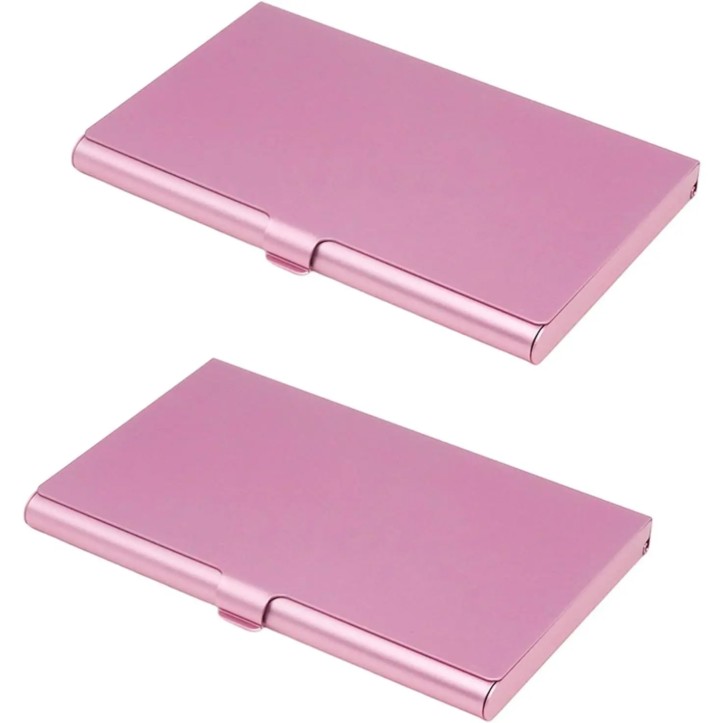 2 Pack  Slim Metal Business Card Holder Case, Flip Cover Credit Business Card Holder, Purse Name Card Holders with Buckle-Lock