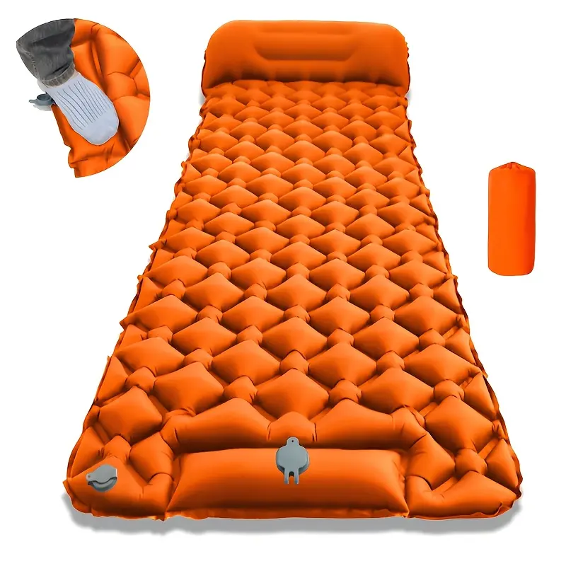 Ultra-Light Inflatable Camping Mattress, Camping Sleeping Gear, 74.8x23.62 Inch, with Pump, Quick Inflate/deflate, Portable Headrest, Ideal for Hiking, Car Camping, Travel