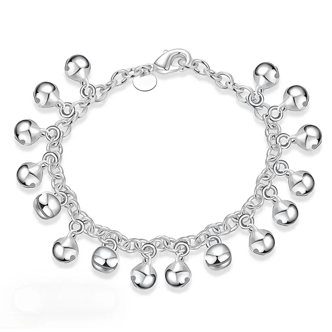 Cute Silver Jingle Bells Bead Charm Bracelet for Women Vintage Jingling Link Chain Bracelet Y2K Aesthetic Trendy Dainty Sound Jewelry Coquette Fashion Accessory Gift for Her Everyday Wear