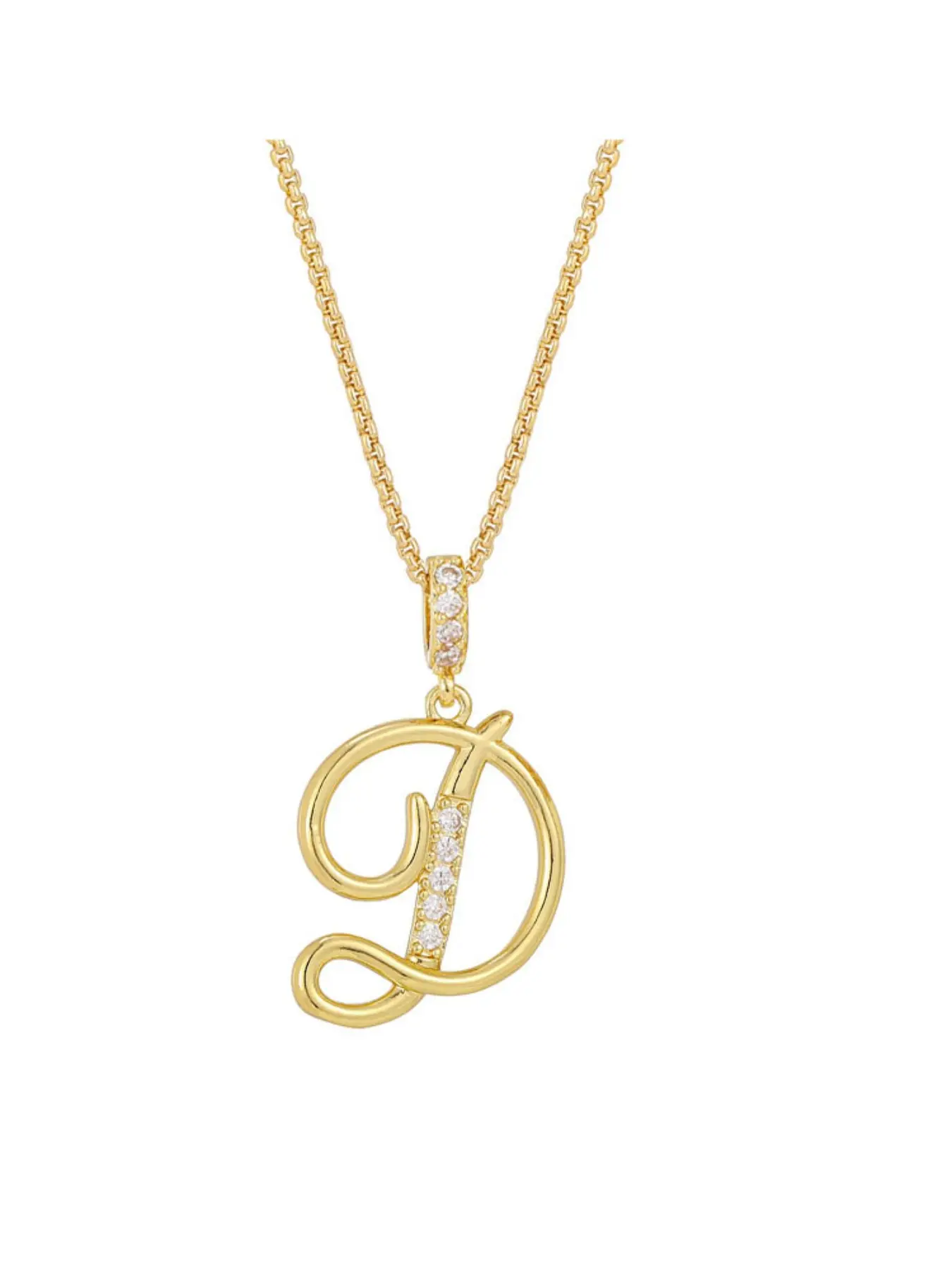 Dainty Cursive Letter A-Z Initial Necklace, Casual Style Necklaces, Shiny Zircon Personalized Alphabet Jewelry, Gift for Her