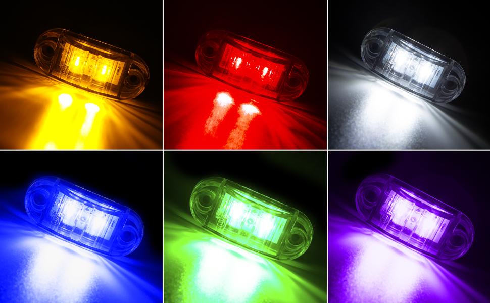 10 Pack Green DC12-24V IP68 Waterproof LED Trailer Lights Kit Front Rear LED Side Marker Clearance Indicators Light for RV Camper Truck Van Caravan Boat