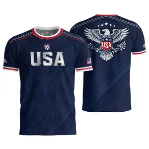 USA Eagle & Liberty Themed Soccer Shirt, Navy Red White Patriotic Football Top, Great Gift for Football Fans, Versatile Outfit for Match Days & Everyday Style # USASoccerShirt # American Football Top # USAEagleLibertyThemedTee # Gift Idea For Fans # Socce