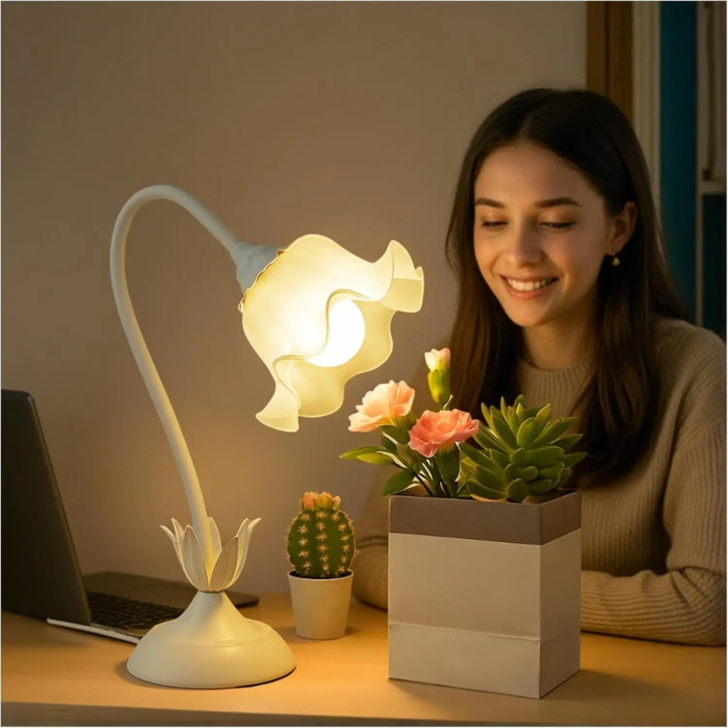 Table Top Grow Light for Indoor  – Decorative Desk  Light for  Bonsai Cactus, Adjustable Desktop Grow Lights with Base, Cute Office Mini Grow Lamp