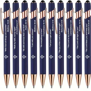 Set of 10 Cross-shaped Bible Verse Pens, 2-in-1 Stylus Pens with Smooth Writing, Ideal for Churches and Bible Study—the Perfect Christian Easter Gift. Valentine's Day Gift, Easter Gift