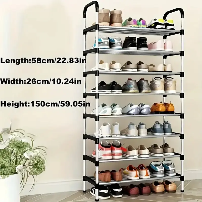 1 Pack Metal Shoe Rack Freestanding Space Saving Organizer for Entryway Hallway Bedroom Living Room Modern Classic Design 4-Tier Storage Shelf