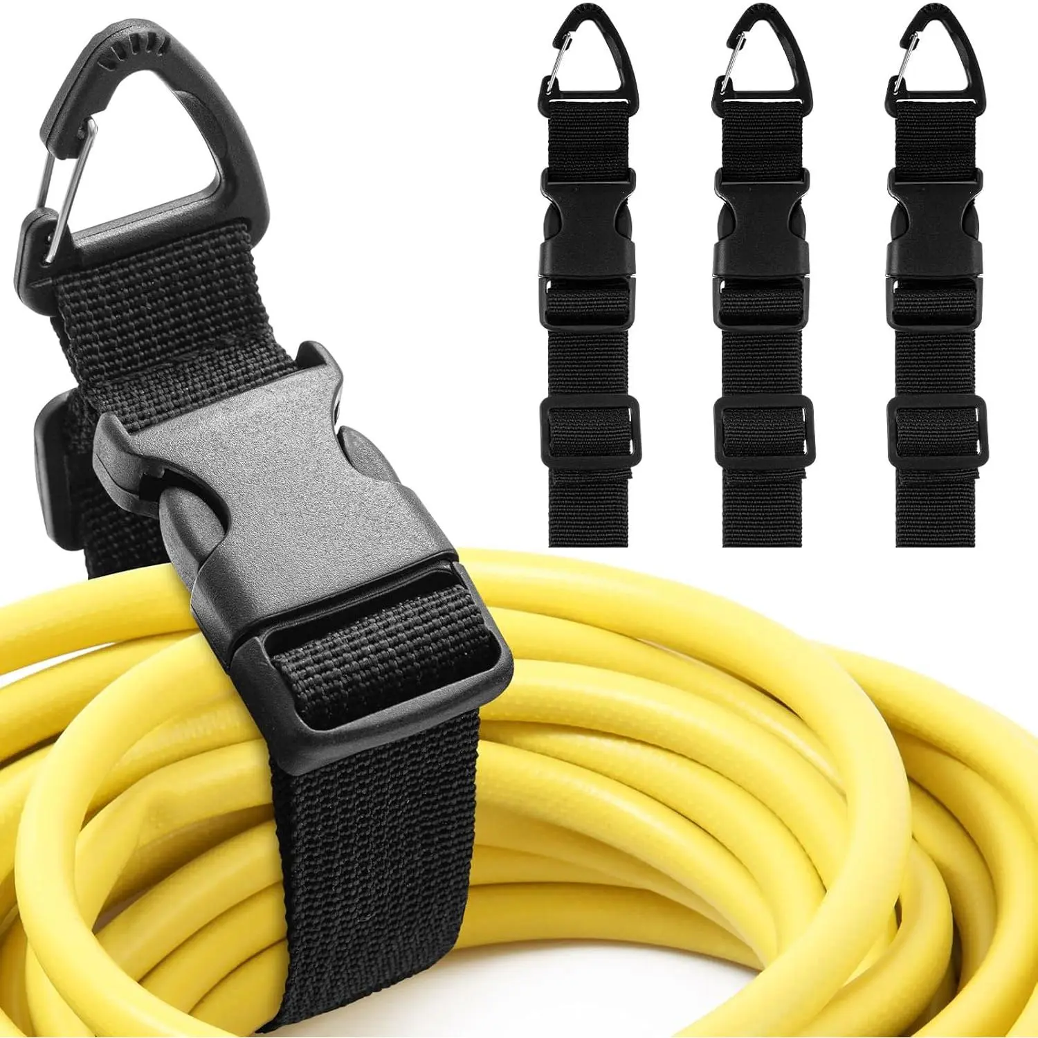 Black Adjustable Extension Cord Holder Organizer (3-Pack, 17in) with Triangle Adjustable Clips, Heavy-Duty Hanger for Garage Organization, Men's Workshop, Cord Hanger