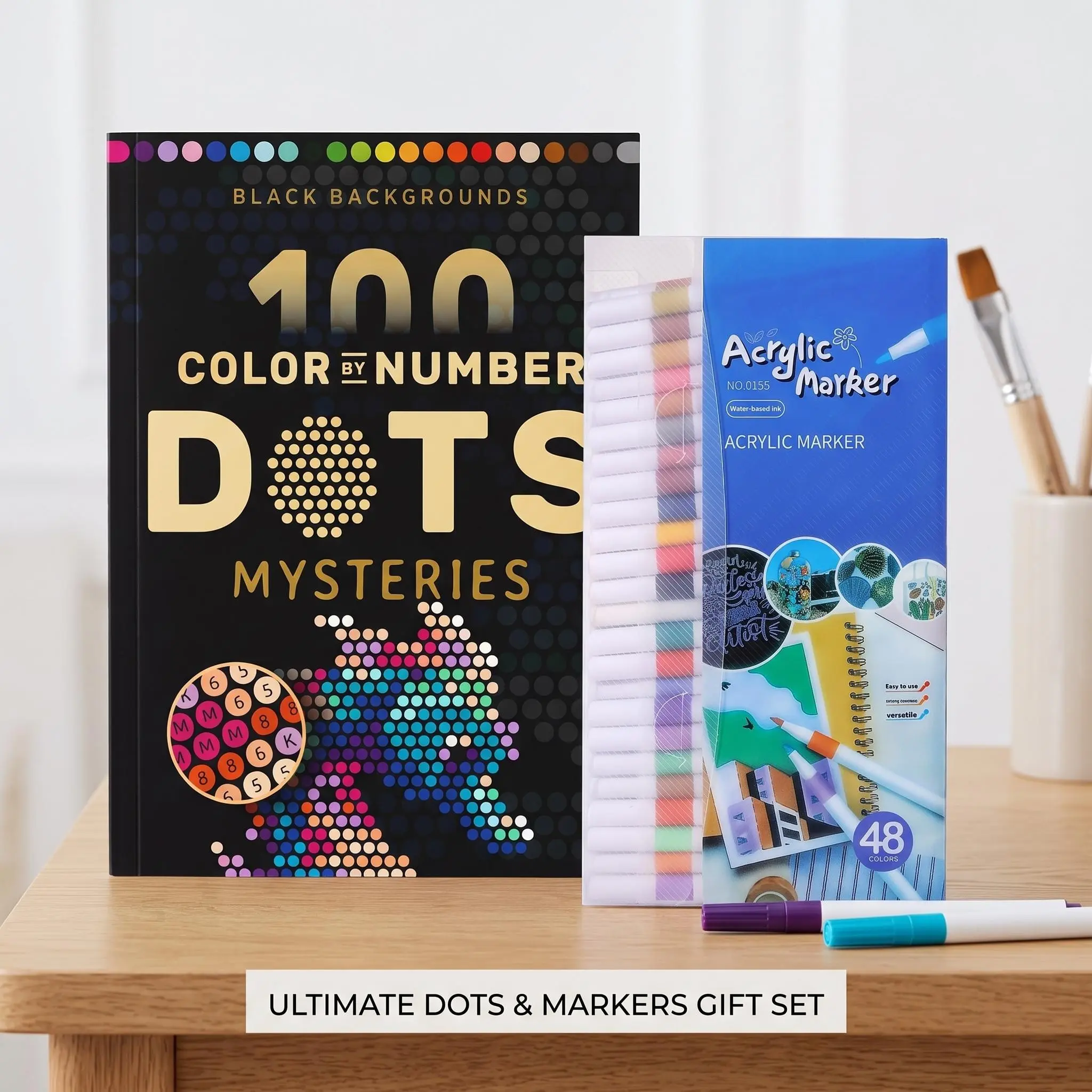 100 Color by Number Dots Mysteries, Black Backgrounds, Engaging Puzzle Activity, Perfect for Kids & Adults, Fun Learning Tool