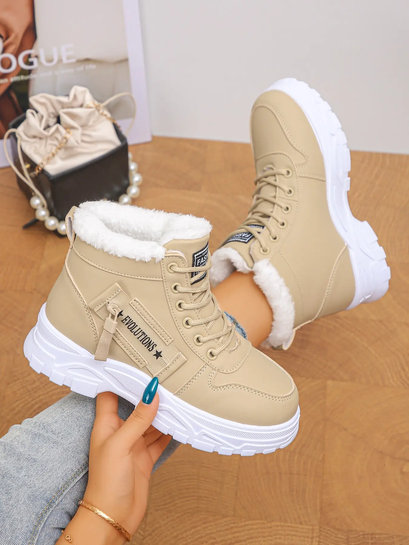 New Women's Fashion Comfortable Fall Winter Boots, Waterproof Anti-Slip Fur Cotton Boots, Casual Mid-Calf Workwear Shoes, Fashionable Boots